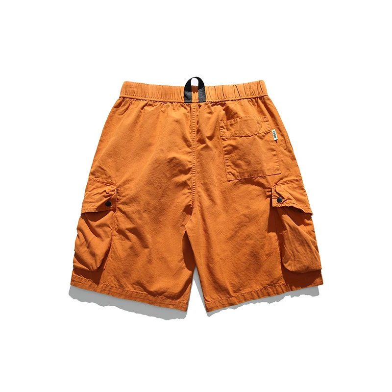 Men Summer Cargo Shorts 100% Pure Cotton Comfort Breathable Solid Color Leisure Body Building Motion New Large Pocket Shorts Men