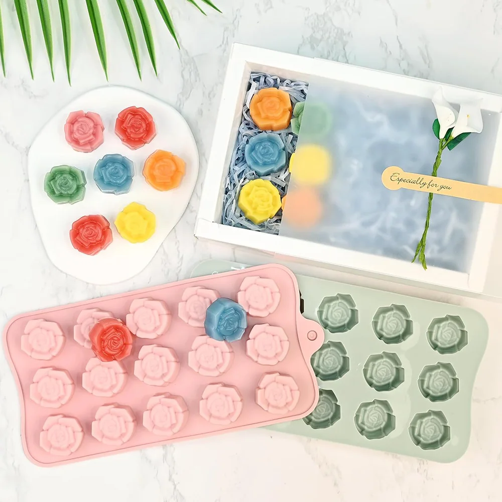 Silicone Soap Molds,Flowers Soap Mold for Soap Making,Great for Handmade Soaps,Lotion Bars,Biscuit,Chocolate,Moon Cake ice tray