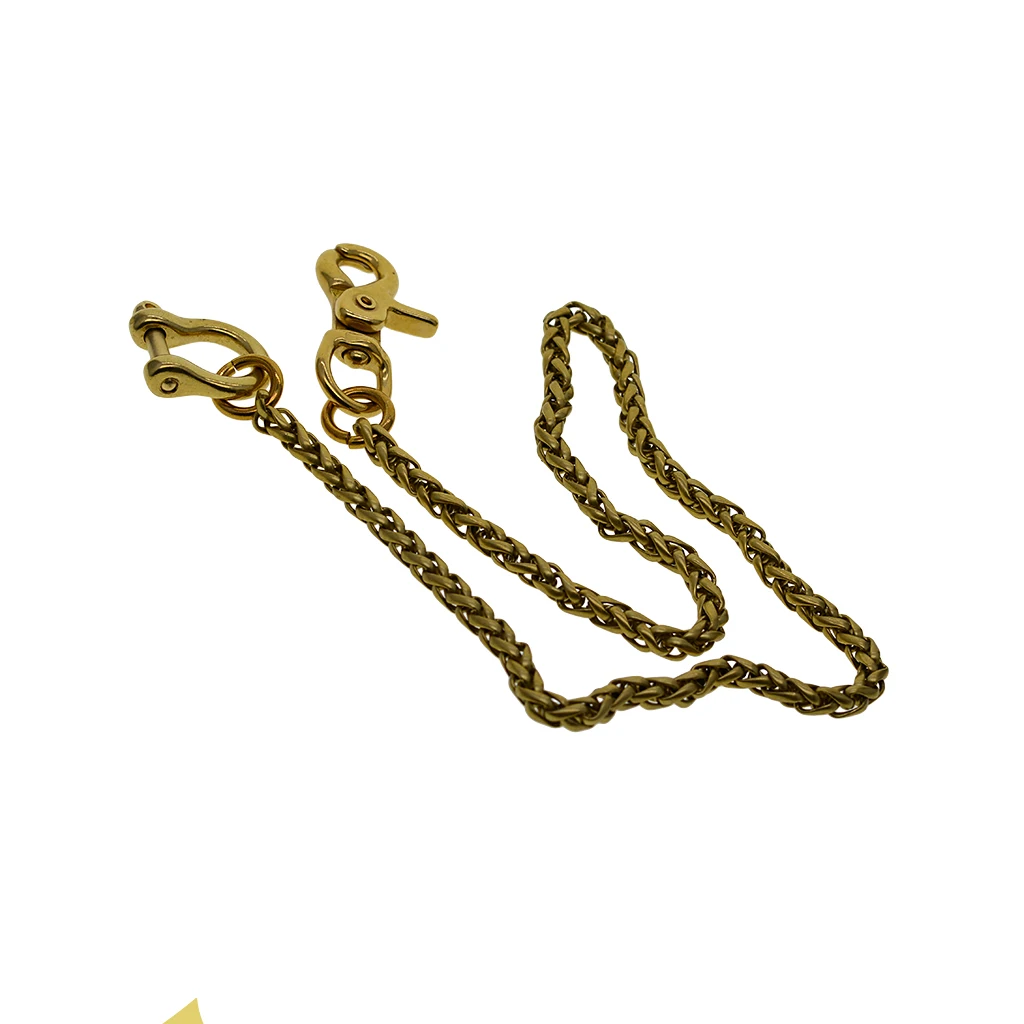 Retro Brass wallet jean trousers trucker snake chain D shackle connector spring clasp keychain keyring street dance decor