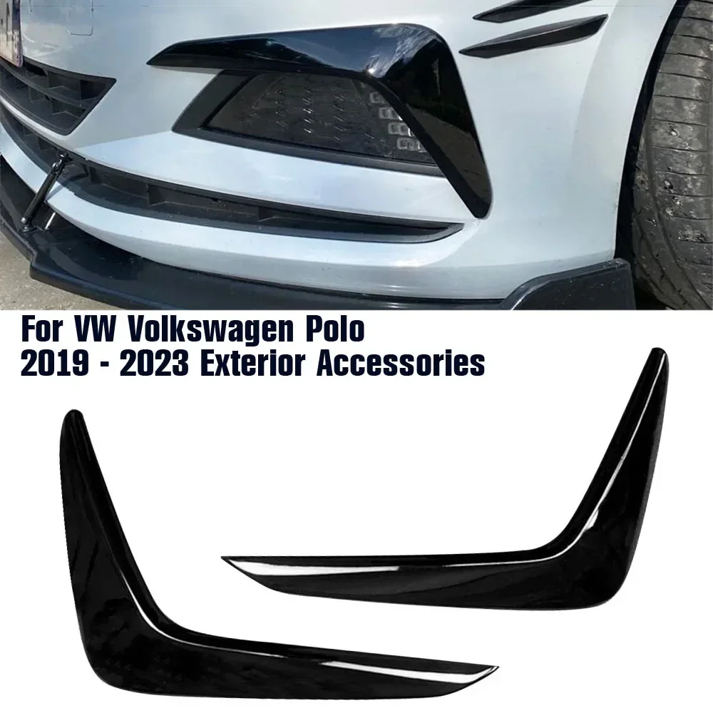 

2pcs Car Front Blade Trim Light Eyebrow Wind Knife Bumper Cover Sticker For VW Volkswagen Polo 2019-2023 Fog Light Eyebrow Trim