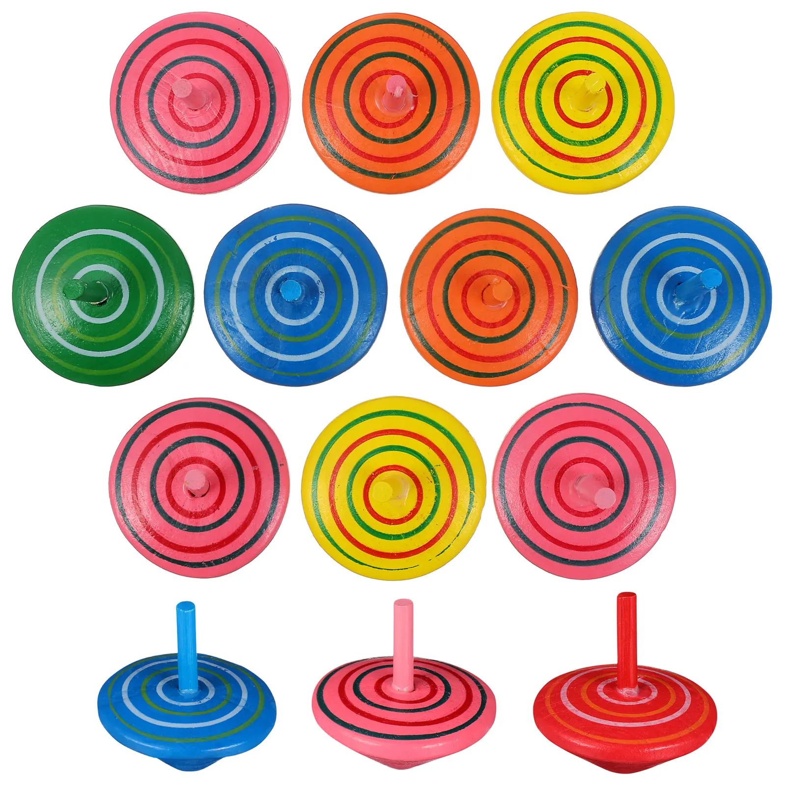 

12Pcs Kids Wooden Spinning Gyros Colorful Educational Stress Relief Hand Coordination Gyro Playthings for Children