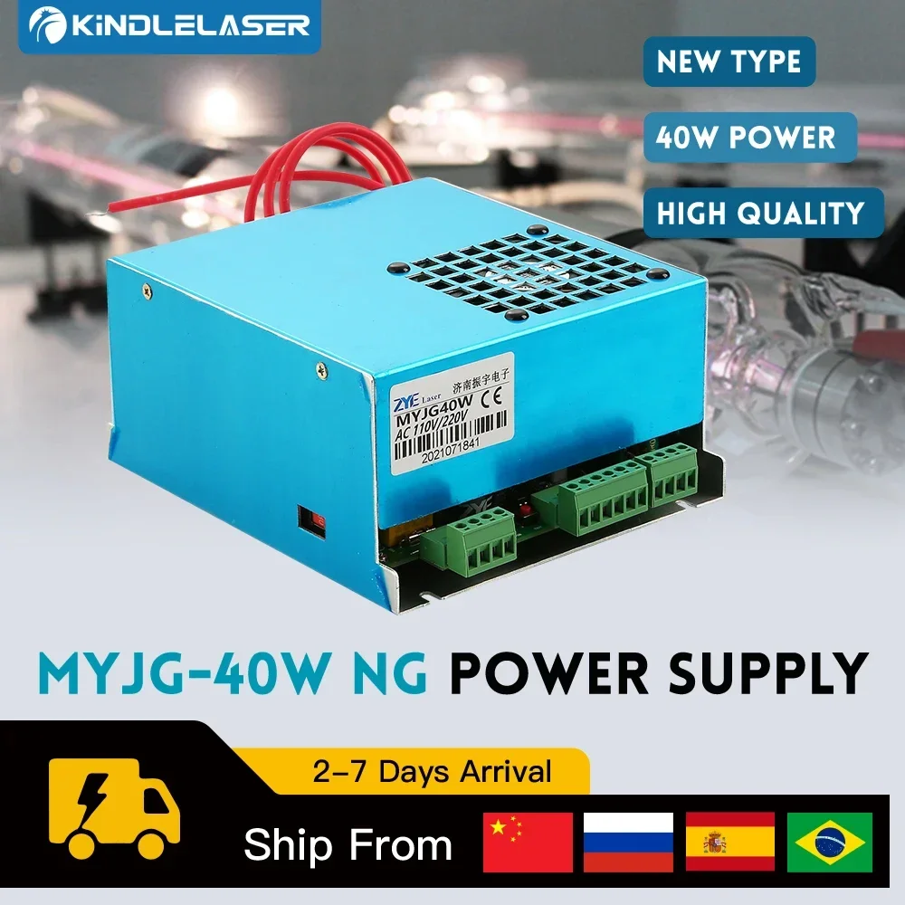 Kindlelaser 40W CO2 Laser Power Supply MYJG-40NG 110V 220V for CO2 Laser Engraving Cutting Machine 35-50W MYJG