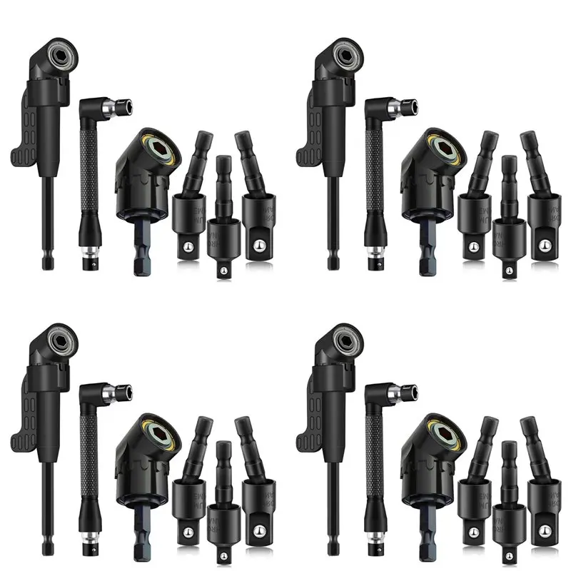 BHTS-24Pcs Right Angle Drill Attachment Set With 105° Angle Drill Adapter And Impact Grade Socket Adapter