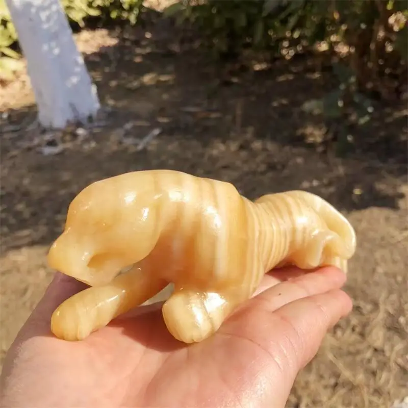 

Natural Orange Calcite Cheetah Carving Healing Fengshui Crystal Animals Figurines Reiki Stones Decoration 1pcs