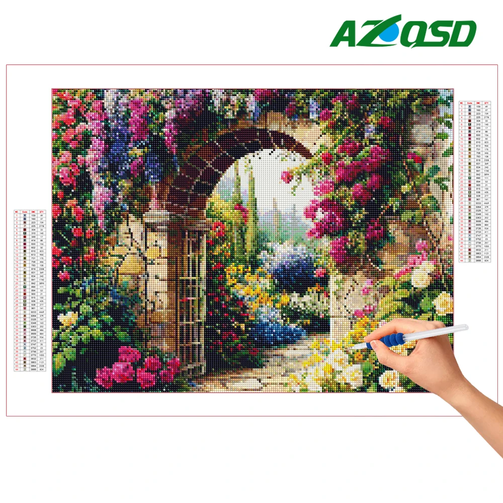 AZQSD AB Diamond Painting Garden Flower 5D Full Square Round Drill Diamond Mosaic Landscape New Arrival 2024 DIY Handmade Gift