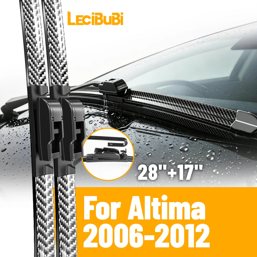2pcs Front Windshield Windscreen Wiper Blades For Nissan Altima 2006-2012 Carbon Fibre Rubber Brushes Car Accessories 28"+17"