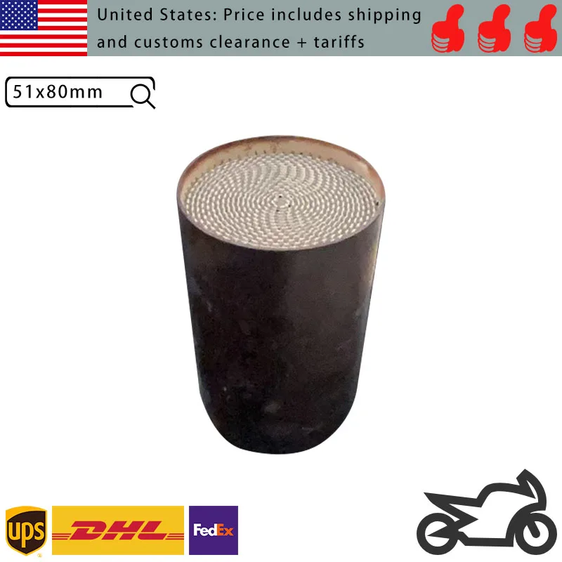 51x80mm Motorcycle Catalytic Converter Core 300 CPSI Metal Substrate High Performance Exhaust Insert