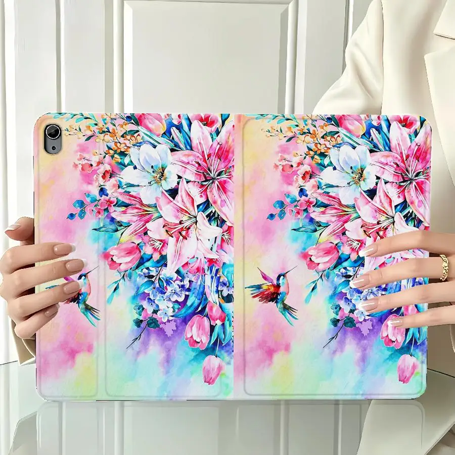 With Pencil Holder Case for Xiaomi Pad 6s Pro 7 Ultra Pad 5 6 7 8 Pro Redmi Pad SE K Pad 8.8 9.7 12.4 Inch Hummingbird Lotus