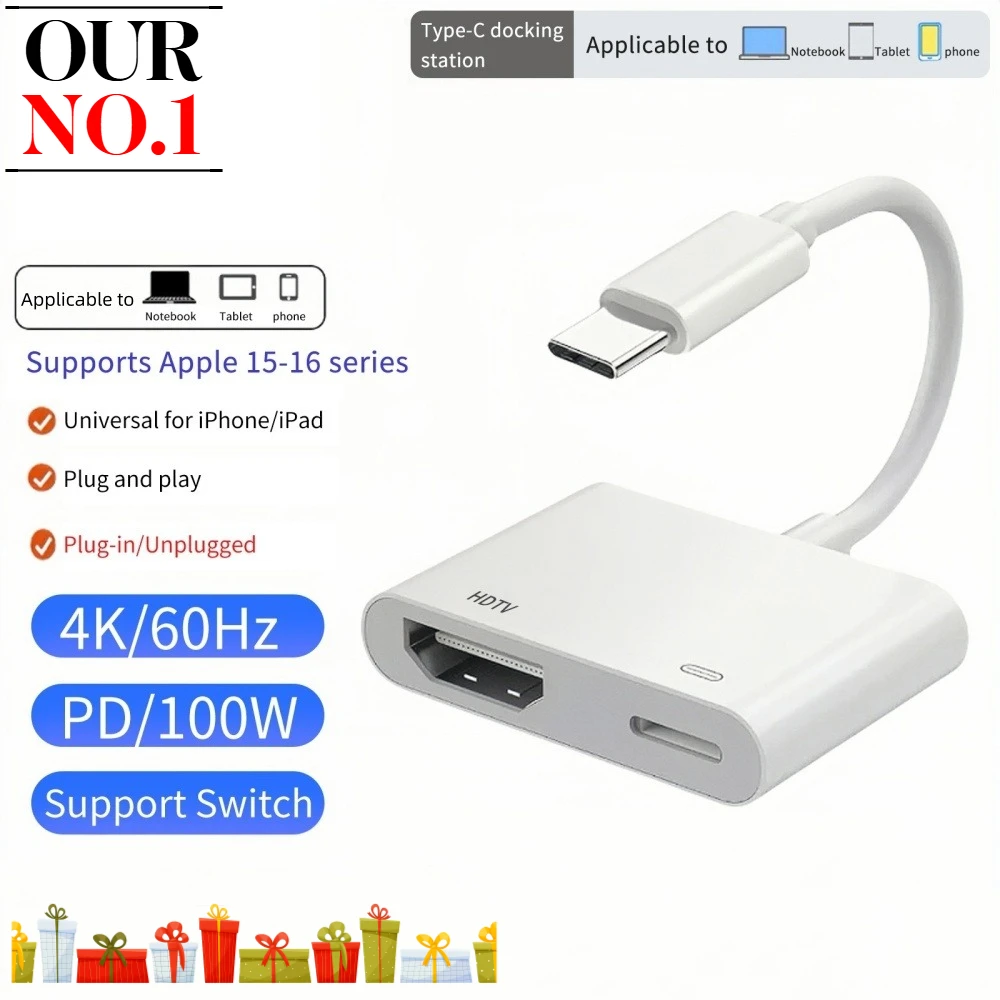 4K 30HZ/60HZ USB C To HD Adapter Cable Type C Digital AV Converter For HDTV Projector Monitor Sync Screen Connector  Accessories