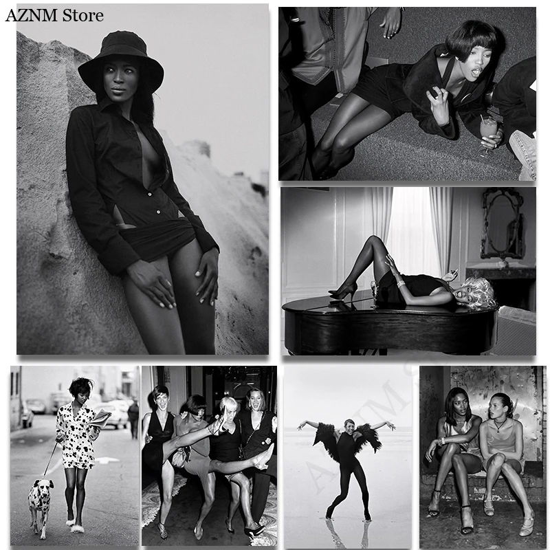 Póster de Fotografía de la Modelo Reconocida y de Moda Naomi Campbell, Impresiones Pop Modernas, Lienzo, Pintura, Arte de Pared, Cuadros para Decoración del Hogar