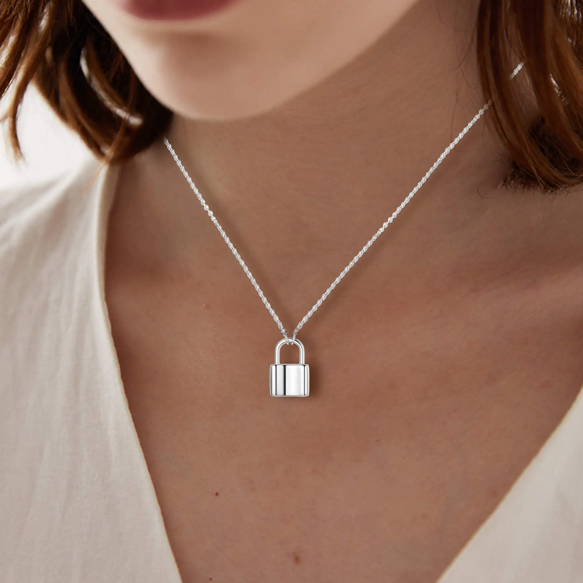 Bobisty Stainless Steel Lock Pendant Necklace for Mom Women Punk Hiphop Rock Goth Necklace Long Chain Mother\'s Day Gift With Box