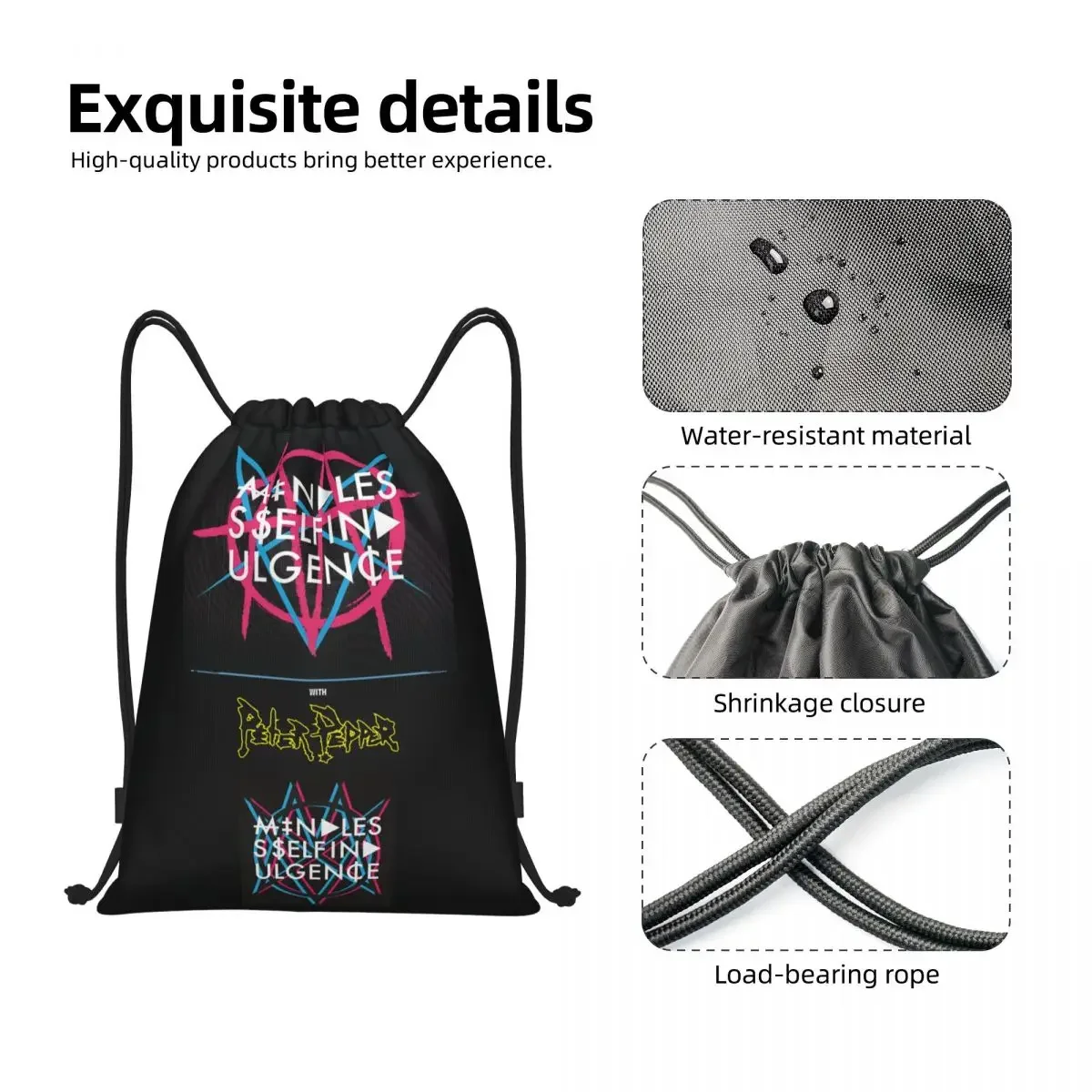 Custom Mindless Hip Hop Punk Rock Self Indulgence Drawstring Bag for Training Yoga Backpacks Electro Sports Gym Sackpack