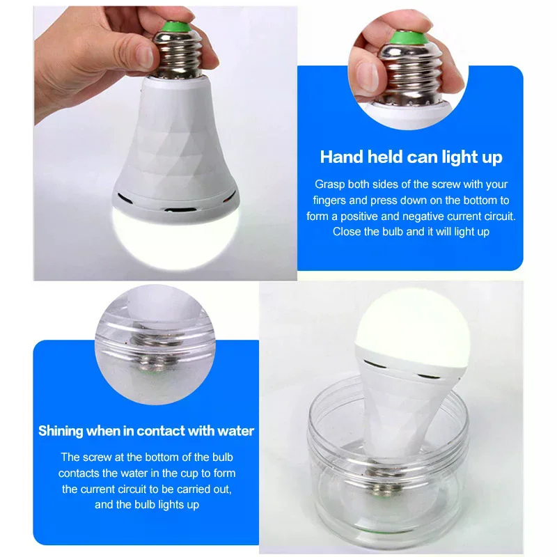 7W/9W/12W/15W Emergency LED Light Bulbs Camping Light Bulb E27 Rechargeable Waterproof Touched Bulbs DIY Lighting Accessories