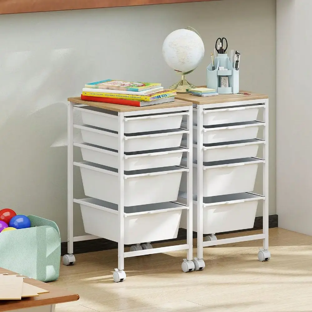 

Rolling Storage Cart Mobile Art Supply Craft Organizer On Wheels W Wooden Tabletop Metal Frame, Utility Storage Cart For Home L