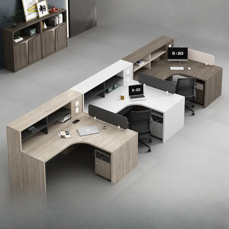 Desk with cabinet, table and chair combination tf type two or four staff seats, card seat, simple and modern office