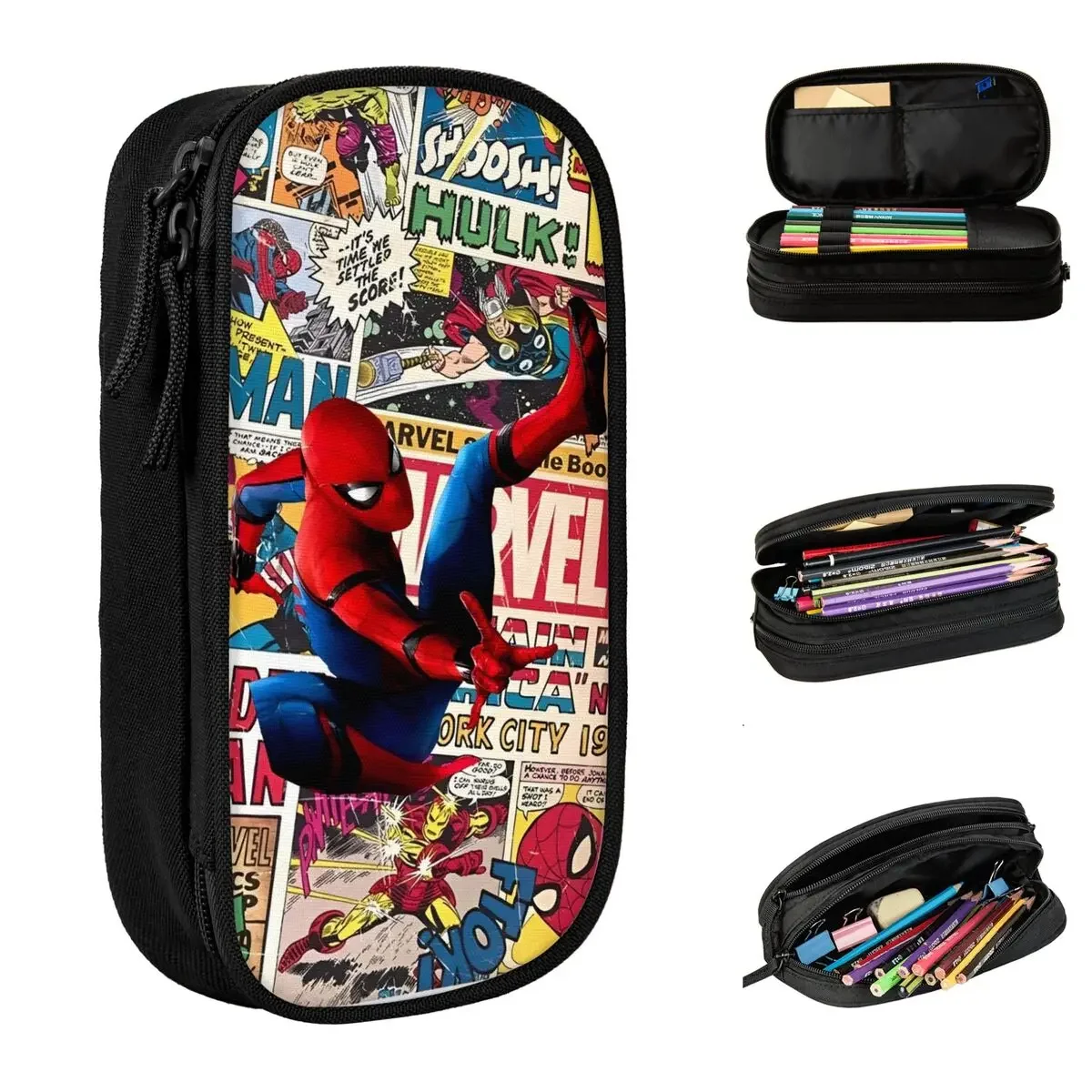 

Spider-Man Comic Handsome Cool Pencil Cases Cute Cartoon Anime Pen Box Bag Girls Boys Large Storage Students School Pencilcases