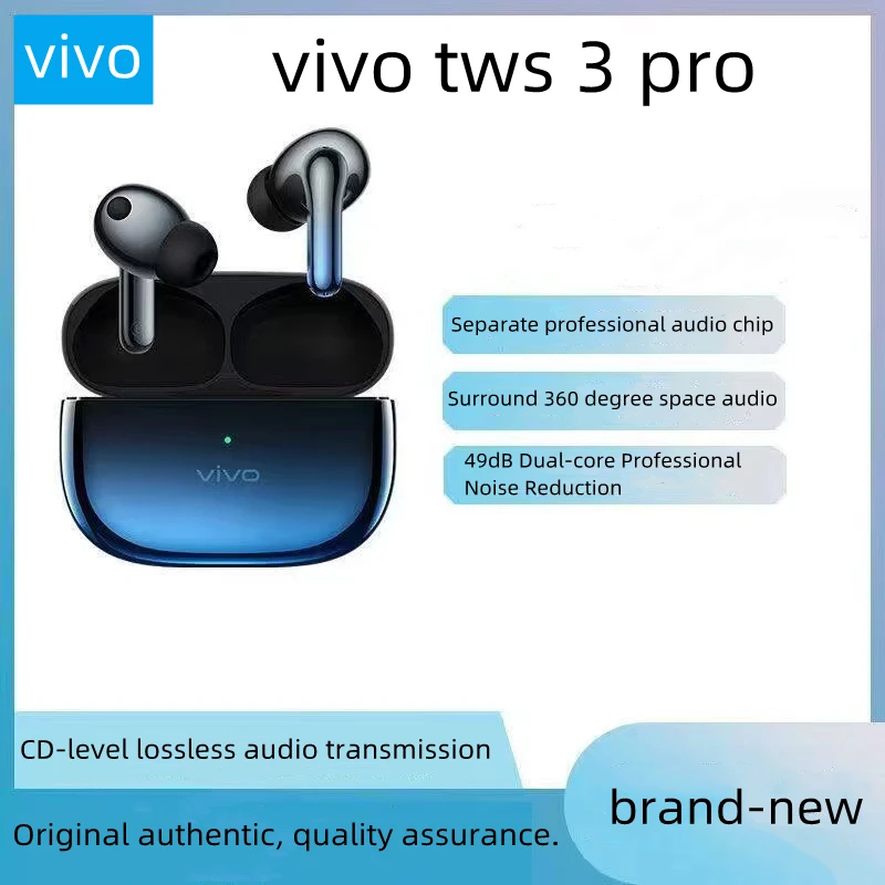 سماعات أذن Vivo TWS 3 Pro لاسلكية حقيقية للحد من الضوضاء سماعات رأس لعبة بلوتوث هاي فاي حقيقية