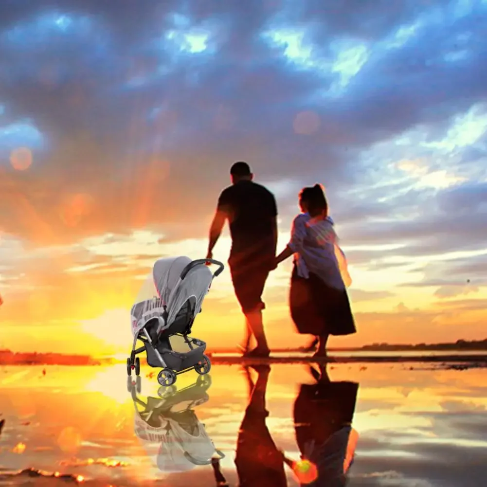 عربة أطفال جميلة تدفع باليدين، شبكة حشرات البعوض، شبكة آمنة، واقي عربة الأطفال