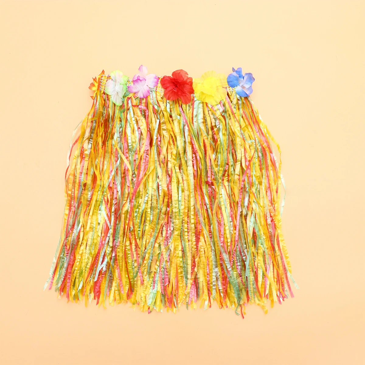 4pcs Hawaiian Kids Grass Skirt Set Luau Party Costume Dance Outfit With Head Garland Bracelets Blue Role Play Accessories