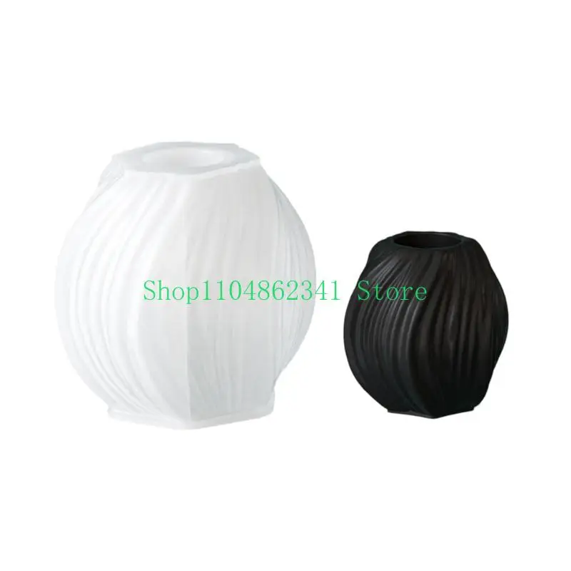 652F Flexible Silicone Vase Mold With Wavy Pattern For Handmade Resin Crafts And Concrete Home Decors Projects