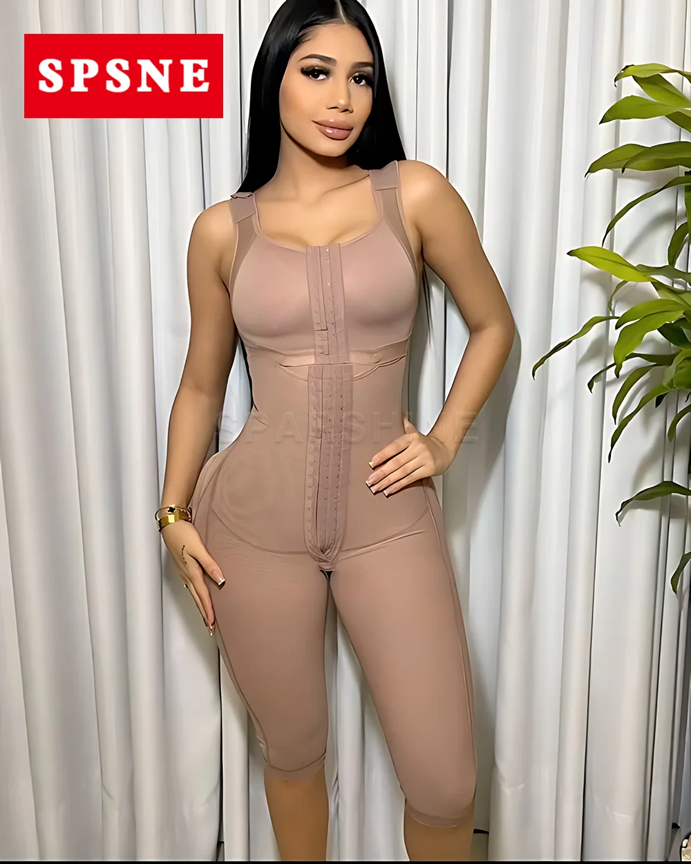 Kum saati tam vücut Faja düğmeli tek parça Shapewear kadınlar yüksek sıkıştırma Post-Op orijinal kolombiyalı kuşaklar