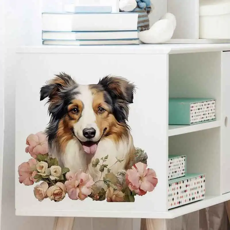 Cute Dog Wall Stickers Decals for Bathroom Toilet Living Room Cabinet Fridge- Home Decorative Mural