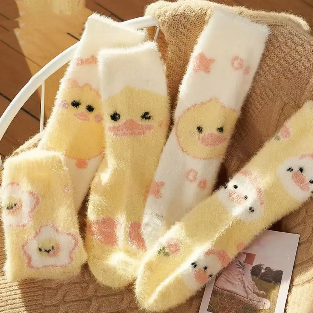 

Thick Fluffy Mink Velvet Socks Winter Warm Sweat Absorption Women's Mid-Calf Socks Soft Cozy Thick Keep Warm Socks Autumn Winter