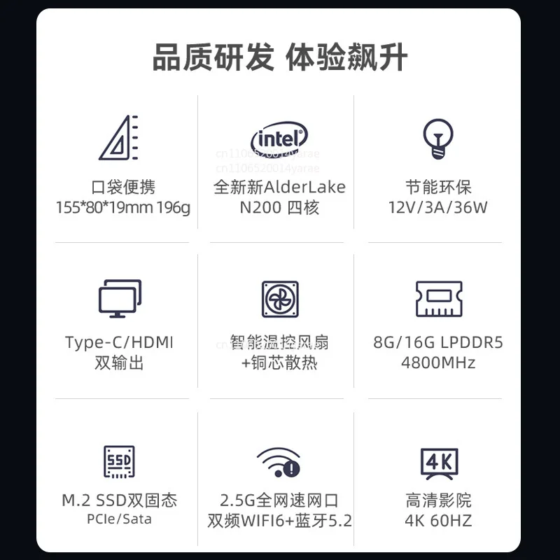 12Th Generation N150 Mini Host Win11 Office Home N100 Game 4K Portable Mini Computer M6