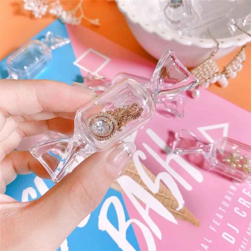 10Pcs Candy shape storage box jewelry organizer box Pills ear studs necklace container mini transparent plastic box home gadgets