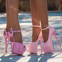 Pink Platform Stiletto Pumps Round Toe Solid Ankle Buckle Party Spring New Fashion Casual Women Shoes 2024 Zapatos Para Mujere