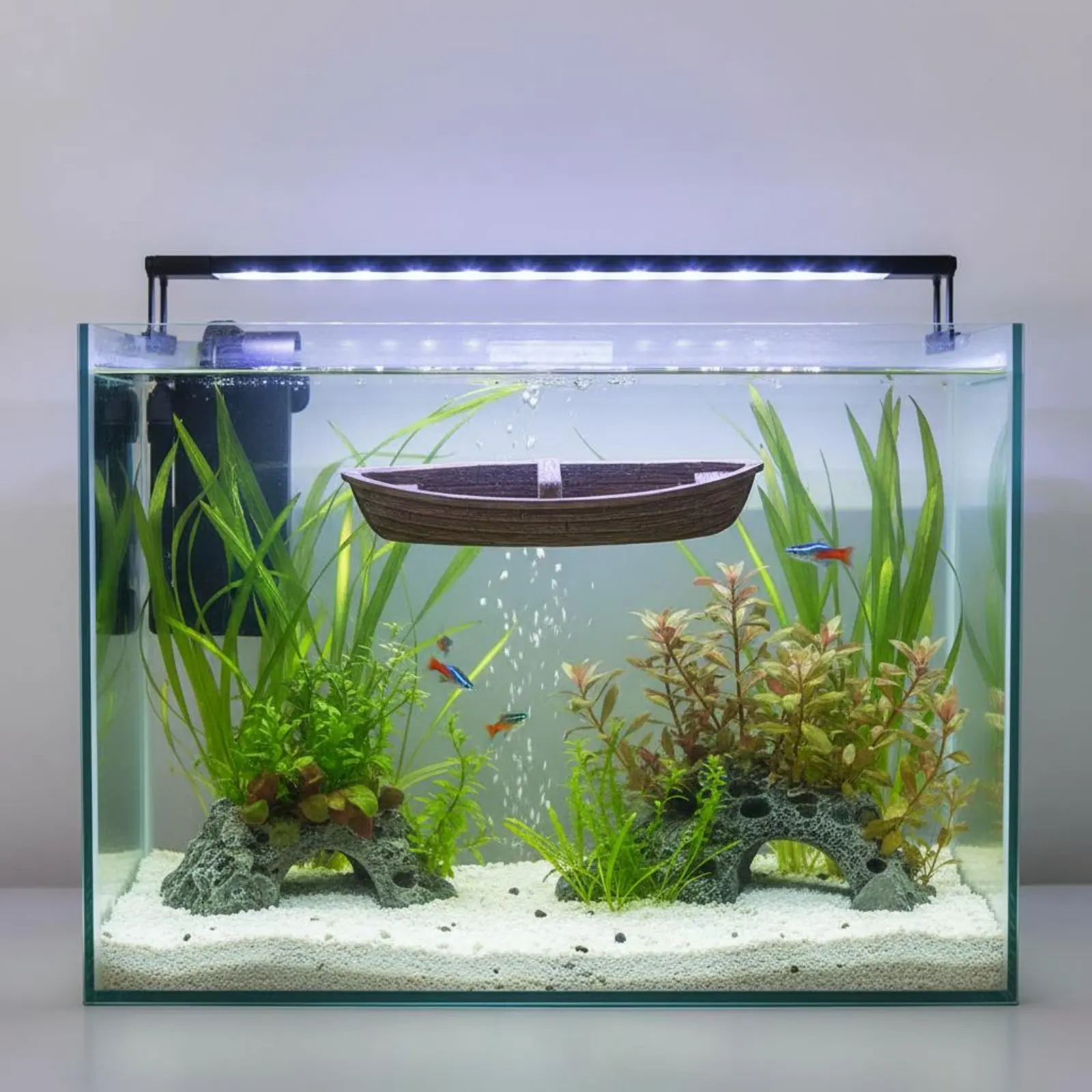 Miniature Buoyant Boat Realistic Wood Look Small Decorative Small Boat Aquatic Habitat Decoration Landscape Feature Garden Decor