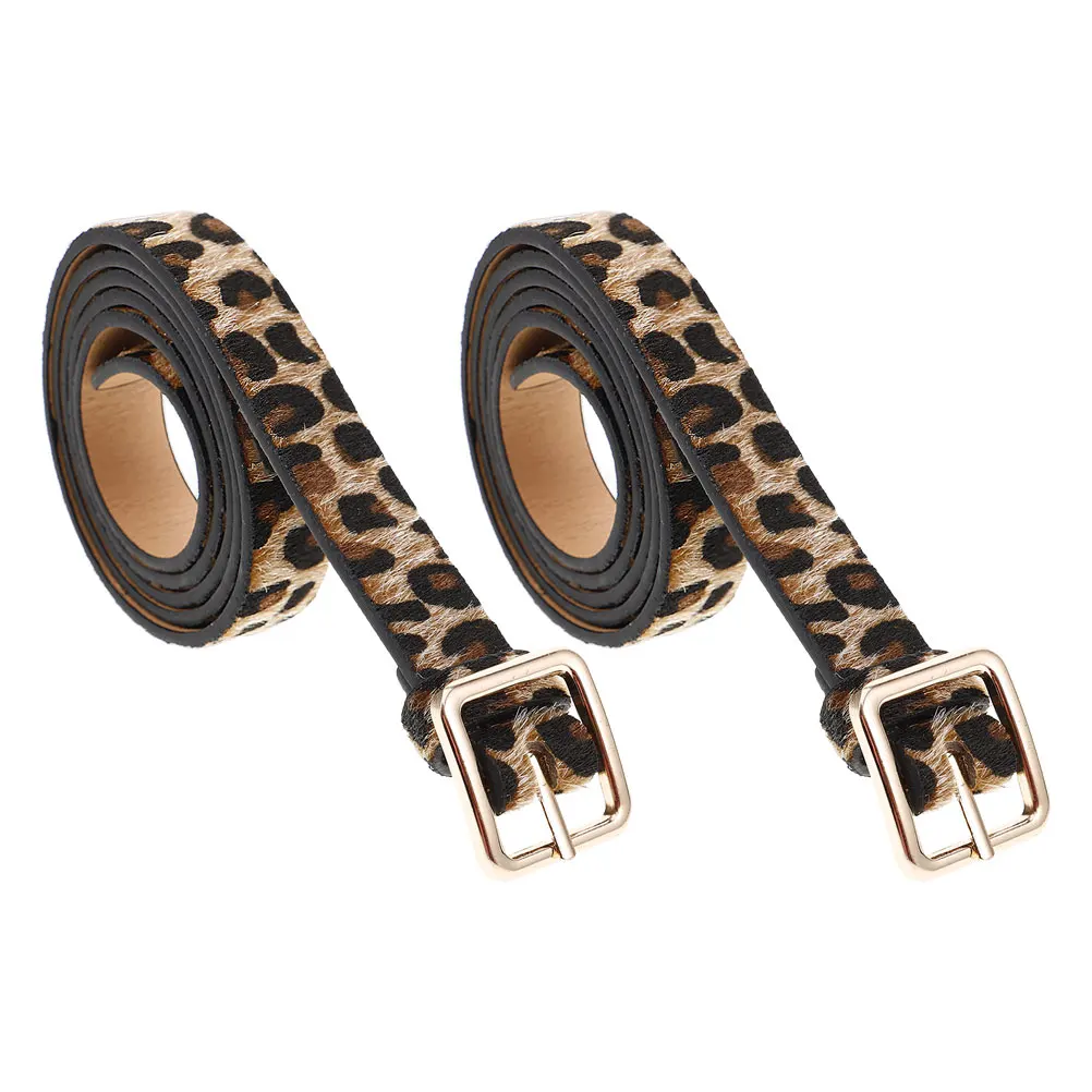 

2 pcs Leopard Print Belt Ladies Animal Waist for Jeans Winter Women Cheetah Fake Belts Adjustable Length Durabl