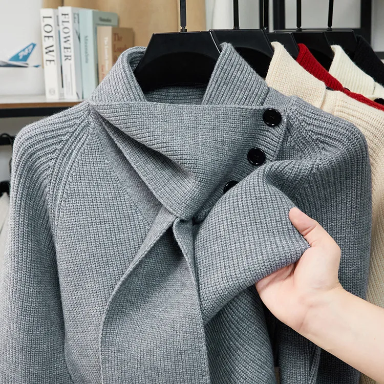 

Men's Thiened High Collar Sweater Towel Collar Loose Knitted Winter Faion Commute Sle Long Sve Polyester Blend