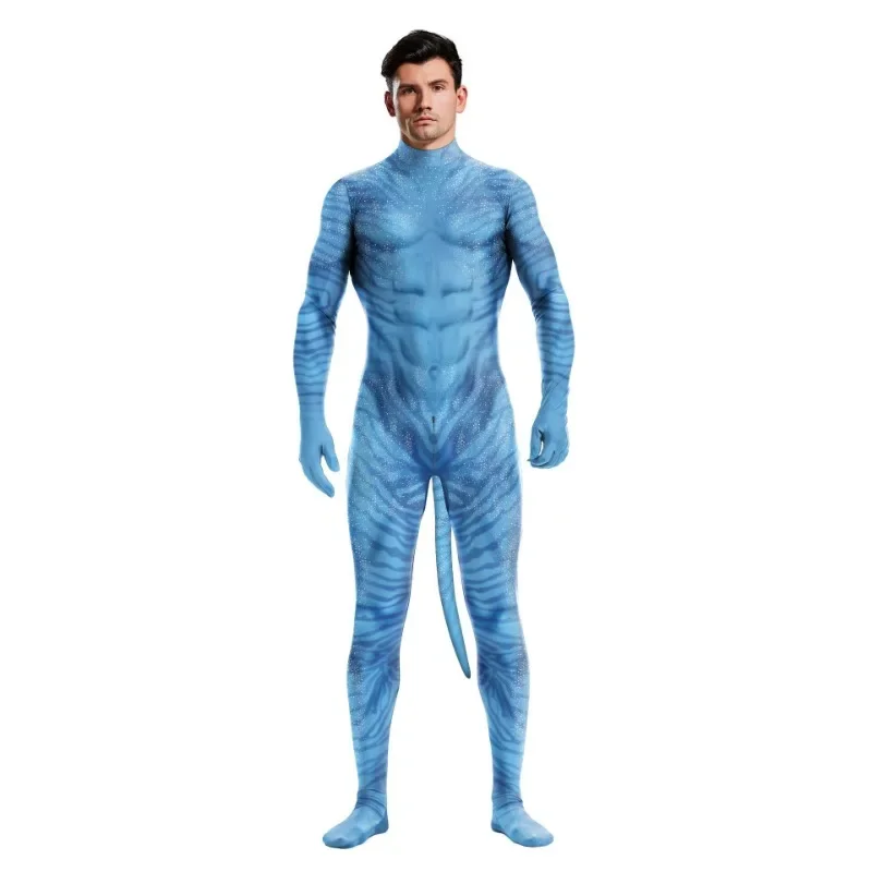 Movie Avatar Petsuit Full Cover Animal Costume Adult Halloween Carnival Purim Holiday Party Clothes with Tail Zentai Suit