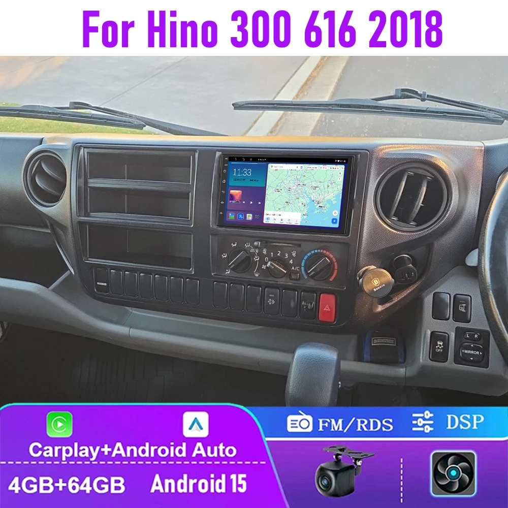 

7" 6+128GB 24V Car Radio For Hino 300 616 2018 Wireless CarPlay Android 15 Auto Head Unit FM GPS WIFI