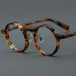 Vintage Acetate Reading Glasses Frame Men Round Prescription Myopia Optical Eyeglasses Women Retro Luxury Spectacles Eyewear