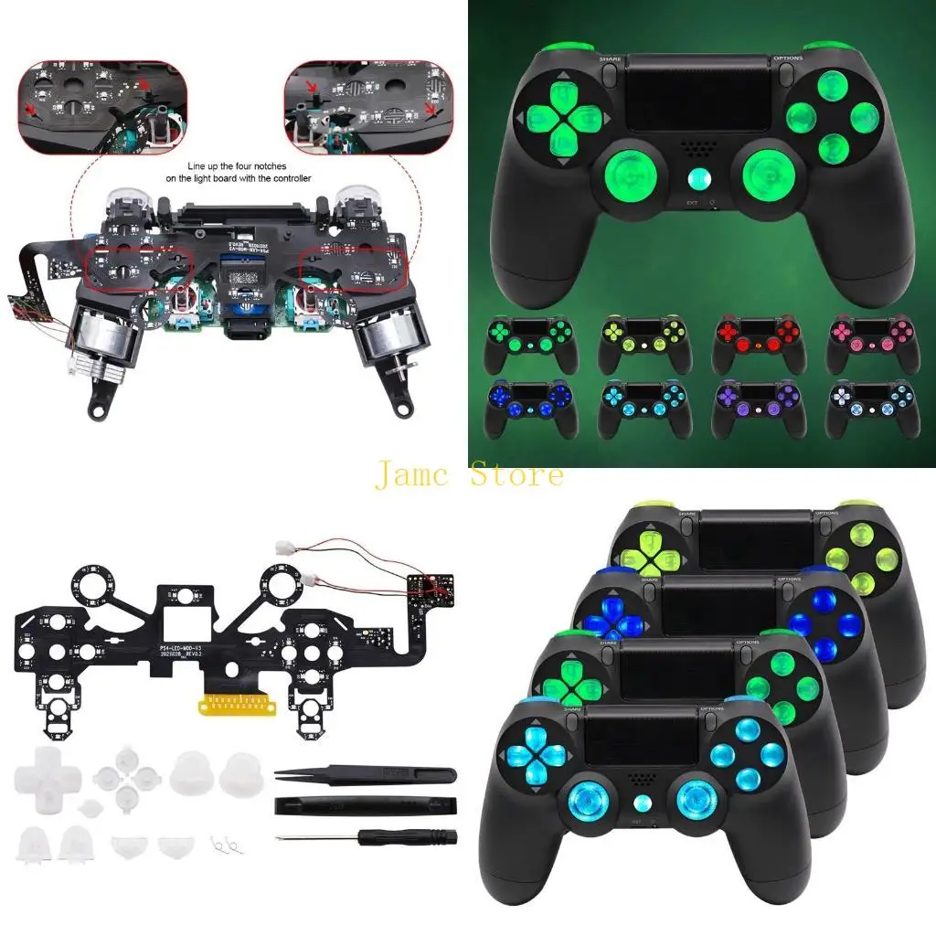 LX0B Multi-Color D-Pad Thumstick Face Button DTF LED 8 Color