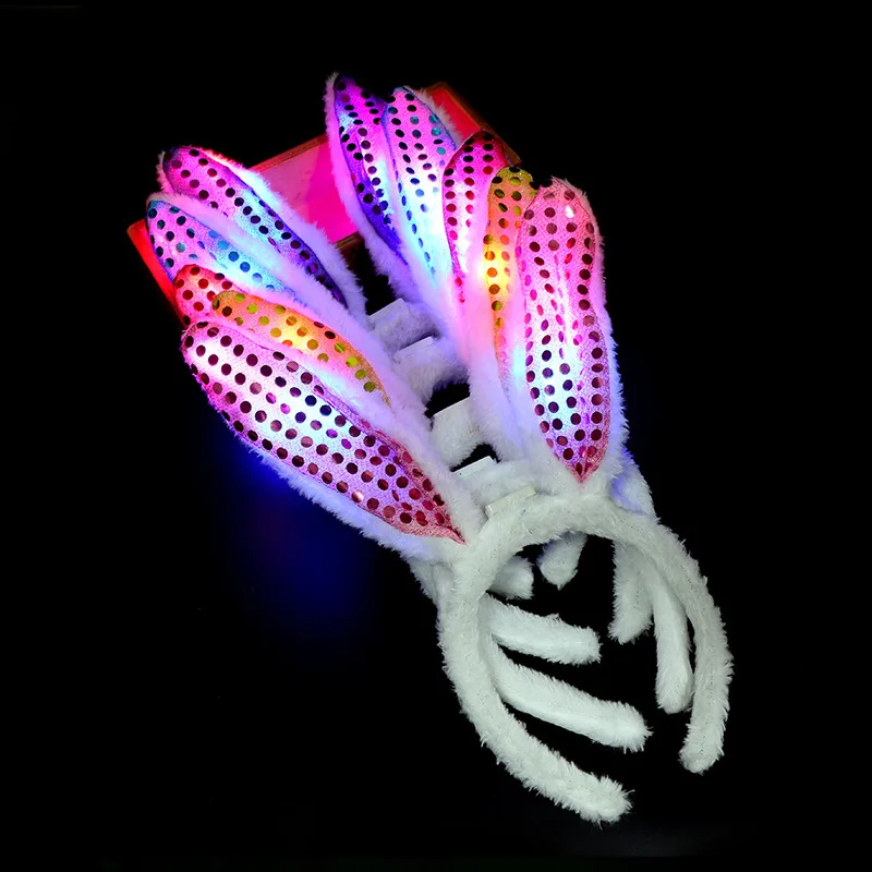 10pcs Adult Kids LED Glow Party Cat Bunny Crown Flower Headband Light Up Wreath Hairband Birthday Gift Wedding  Favors Halloween