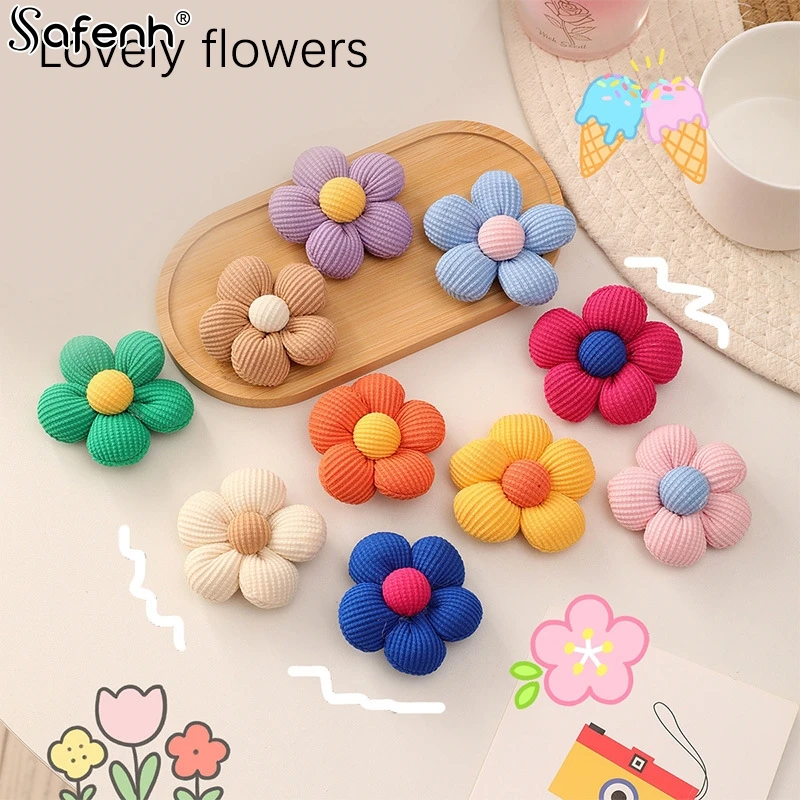 1pc Handmade Fabric Cute Color Flowers Padded Appliques For DIY Headwear Hairpin Clothing Patches Crafts Decoration Accessories