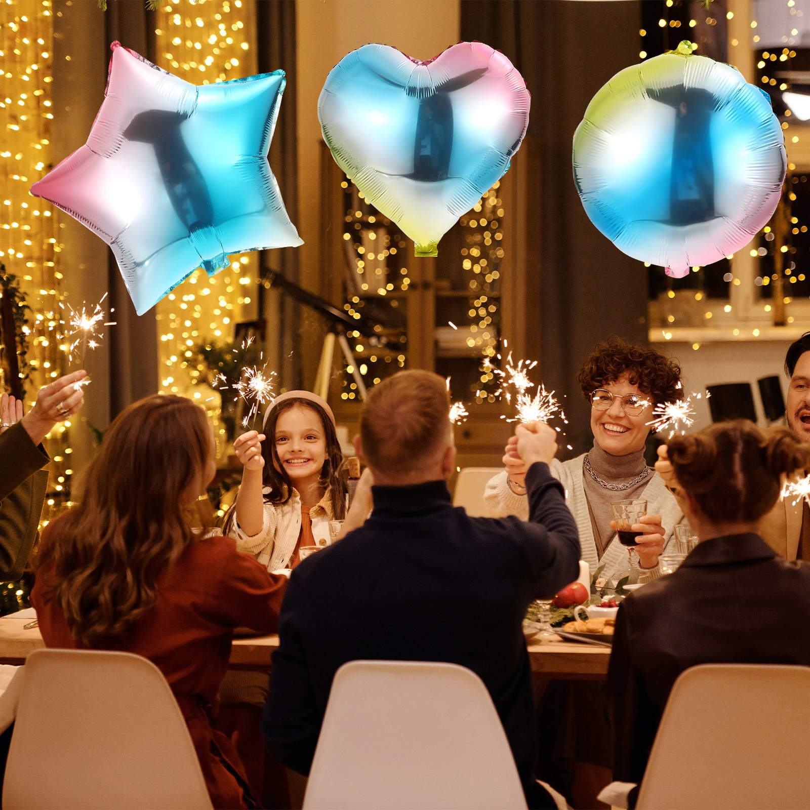 

18 pcs Aluminum Film Balloons Gradient Decorative Party Wedding Birthday Christmas Decoration 18 Inch Leakproof