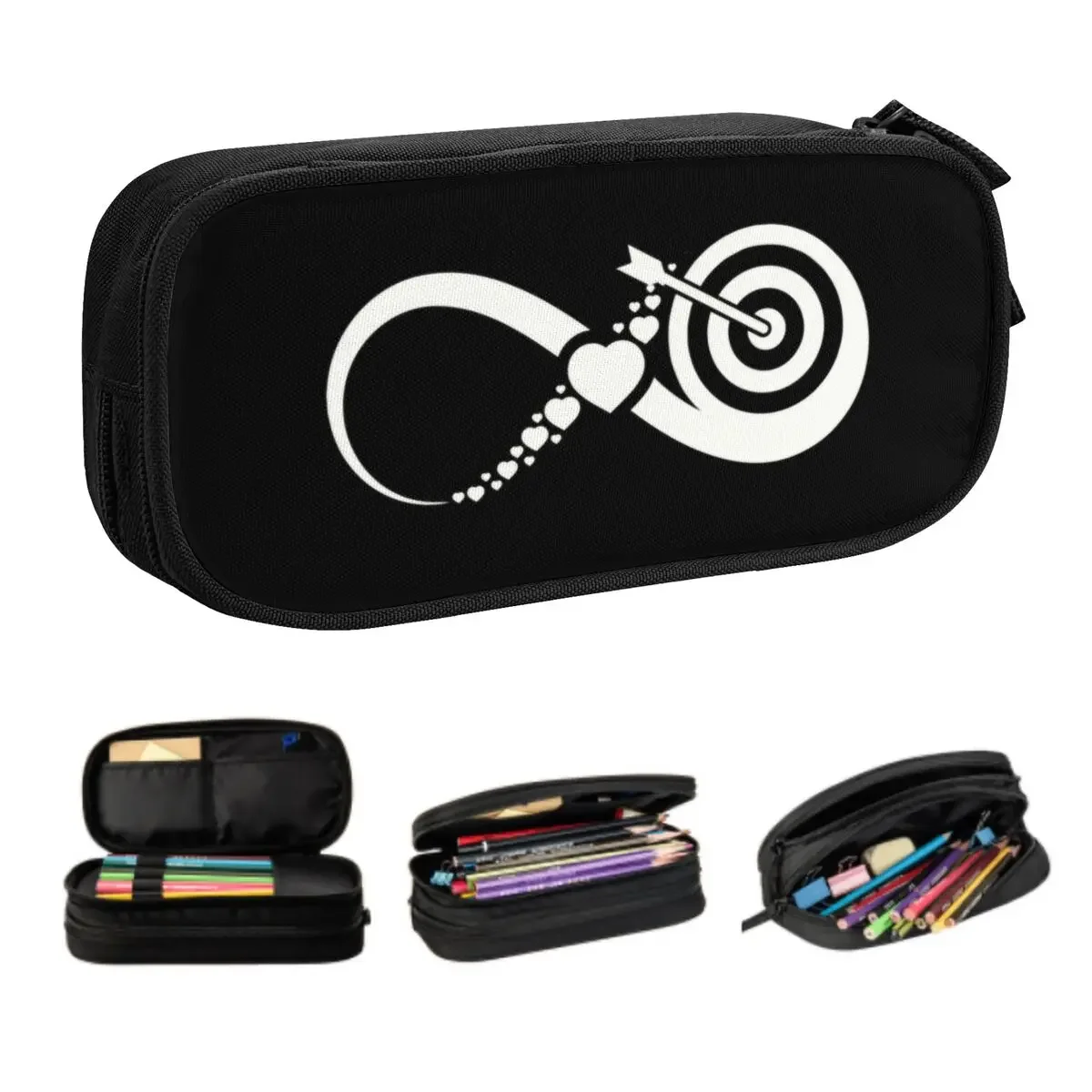 Custom Archery White Kawaii Pencil Case Girls Boys Large Capacity Archer Bow Hunting Sport Pencil Box School Supplies