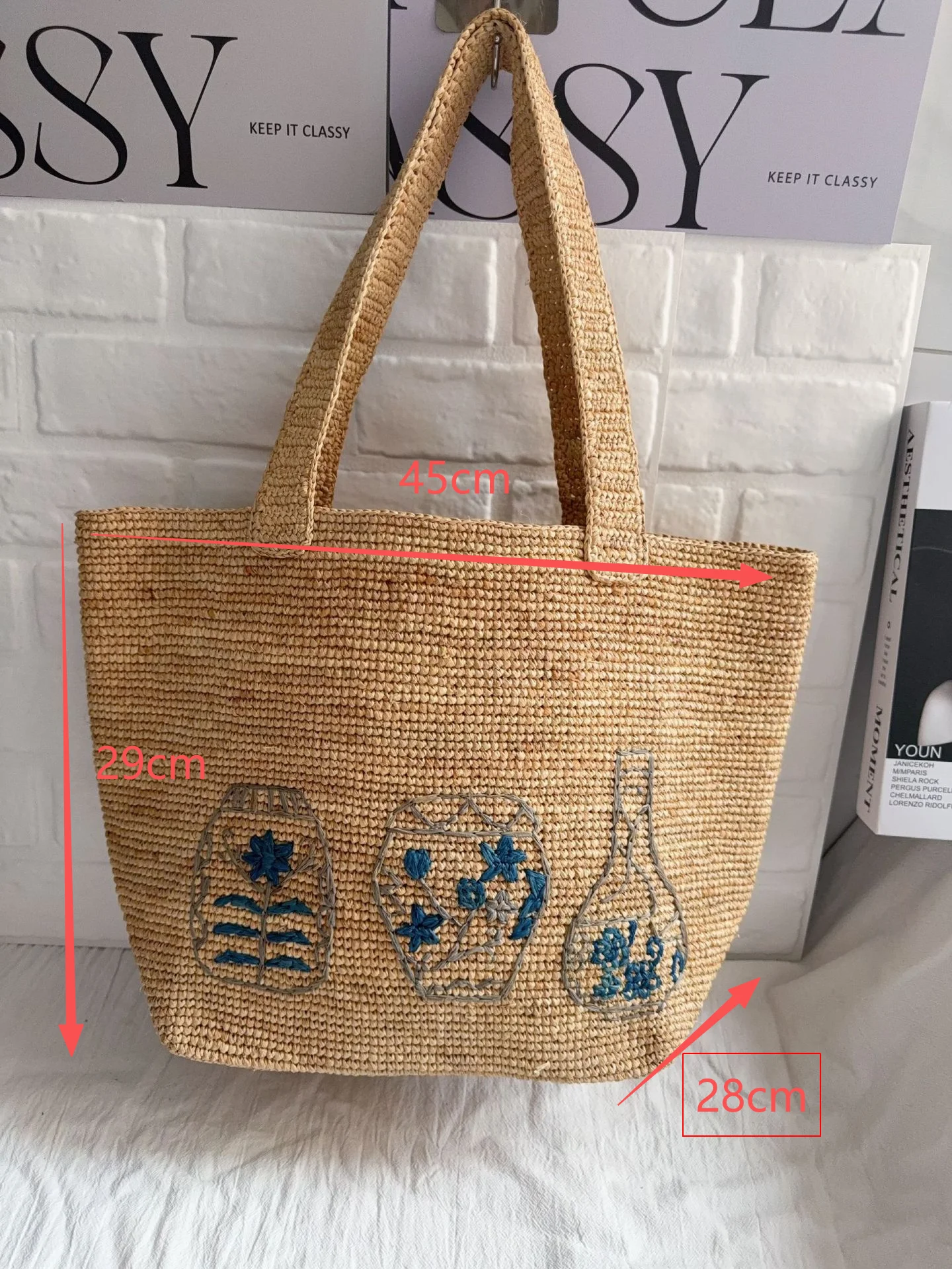 Casual Woven Messenger Embroidery Tote Bag Summer Beach Handbag Raffia Women Large Capacity Straw Weave Leisure Travel Bag