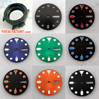 28.5mm SKX007 Dial Fit NH36/4R36 Movement Green Luminous Sunburst Dual Calendar Dial Watch Modification Accessories