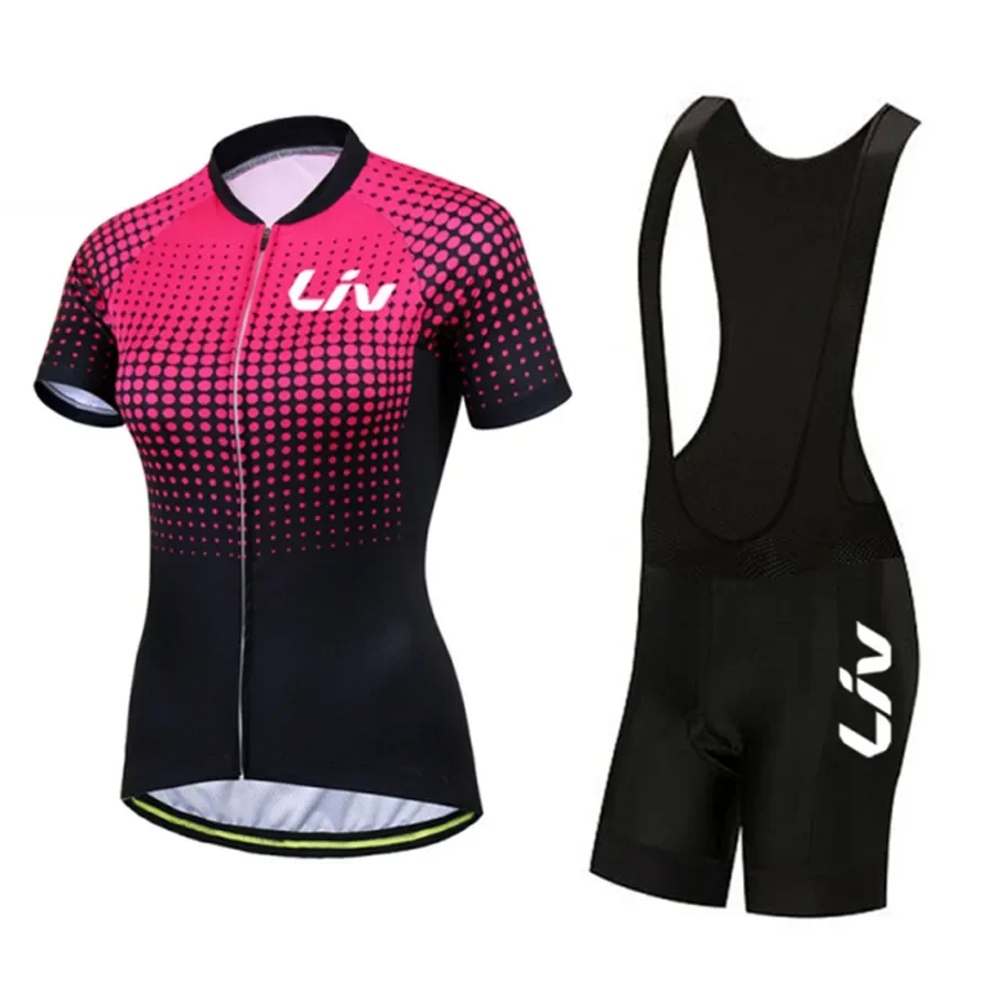 

LIV Summer cycling suit set for women short sleeved jersey quick drying breathable road bike bib high elasticity sports shirt