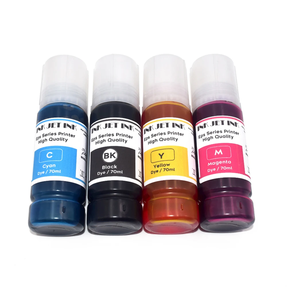 4 Color 70ml T504 504 Refill Dye Ink For Epson Eco Tank L4150 L4160 L4260 L6161 L6171 L6270 L14150 Desktop Dye Ink