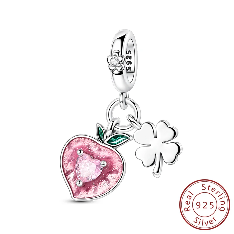 

New Chamrs 925 Sterling Silver Honey Peach Pendants Charms Fit Original Charms Bracelets Necklace Beads DIY Jewerly Accessories