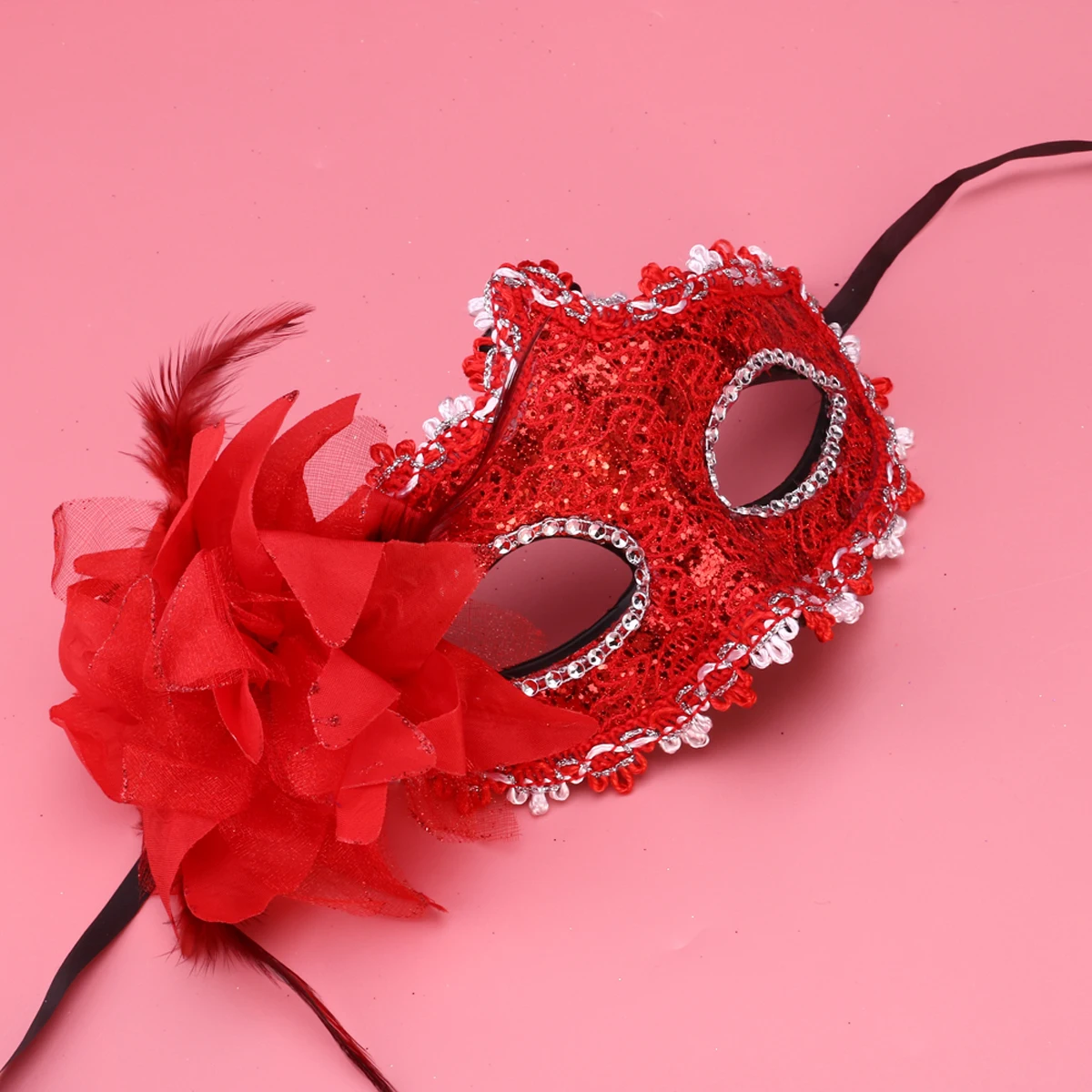 

6pcs Lily Masquerade Costume Party Halloween 20cm*11cm Lace Plastic Rhinestone Halloween Mask Face Masks