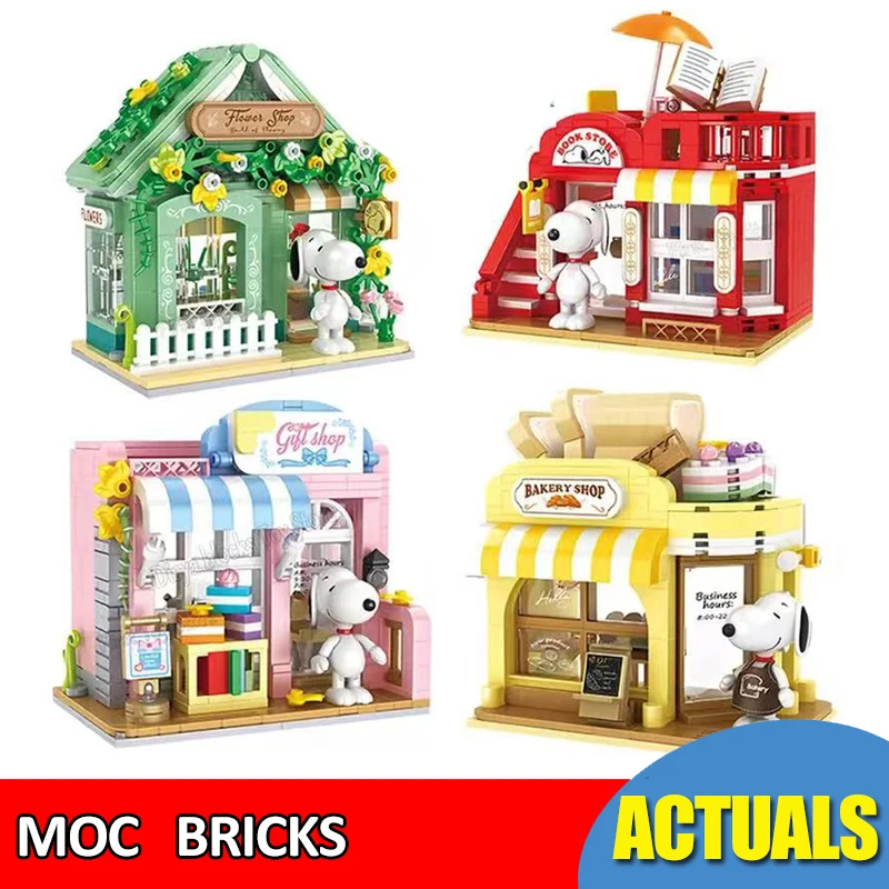 HSANHE Snoopy Model Building Blocks DIY Creative Trendy Scene Assembled Blocks Toys Gift Christmas Gift