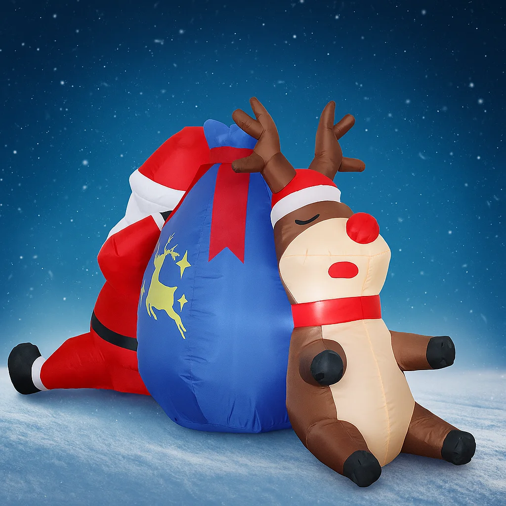 7.8FT Gonfiabile Giocattolo Di Natale Regali Di Natale Decorazioni Babbo Natale Renna Decorazione Di Natale Decorazione Da Cortile Sacchetto Regalo LED Ornamento Per La Casa
