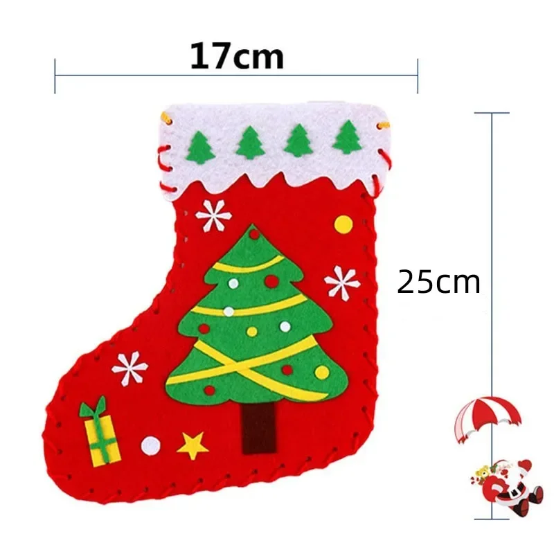 Calzini natalizi in tessuto Non tessuto stile 7 bambini di natale borsa in materiale fatto a mano fai da te calzini cuciti per l'asilo regalo fatto a mano